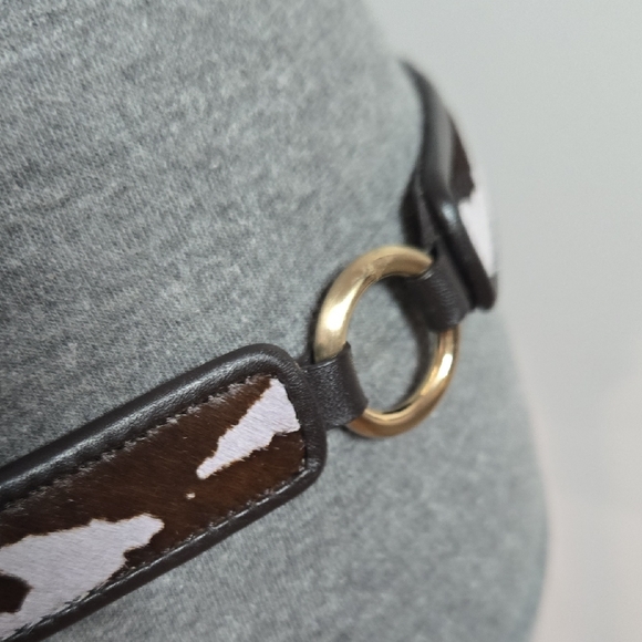Ann Taylor Large Brown/White Animal Print Skinny Belt Leather Brass Buckle - NEW - Picture 4 of 16